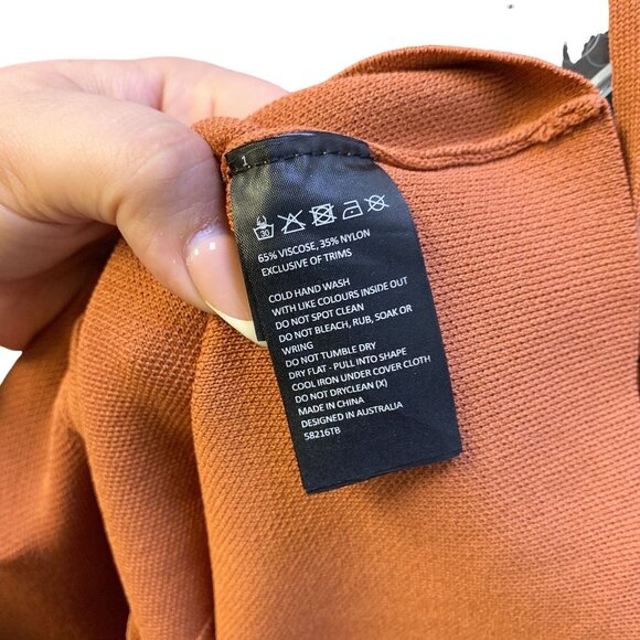 NWT Bardot Cutout Knit Top In Terracotta Brown Long Sleeves Size L - Picture 6 of 6